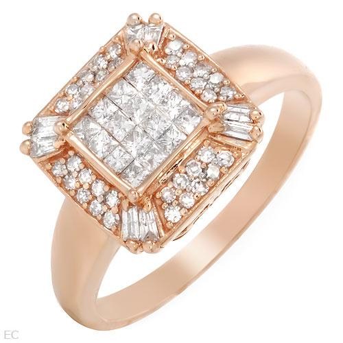 GENUINE 1/2CT DIAMOND CLUSTER RING SOLID 14K ROSE GOLD